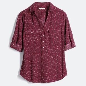 Skies Are Blue Maroon Patterned Button-Down Shirt